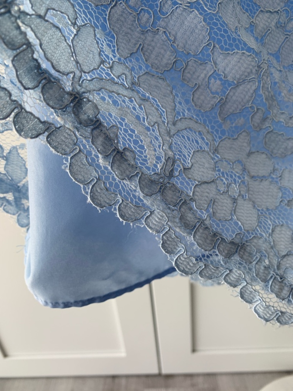 David's Bridal Light Blue Lace Floral Overlay - Picture 3 of 12